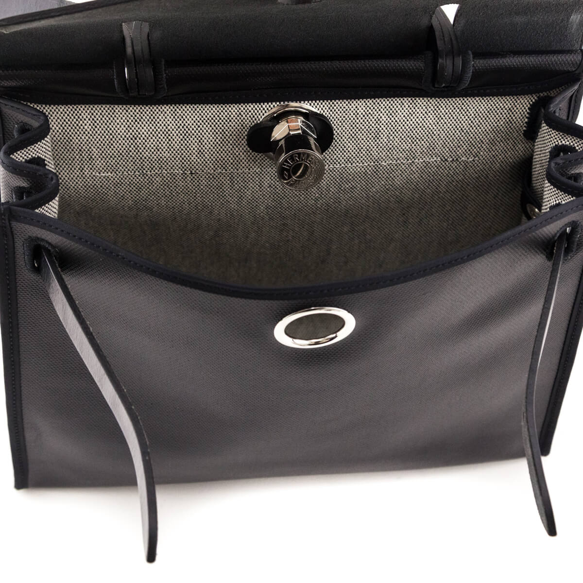 Hermes Black & Ecru Toile H Berline & Vache Hunter Herbag Zip 31 - Love that Bag etc - Preowned Authentic Designer Handbags & Preloved Fashions