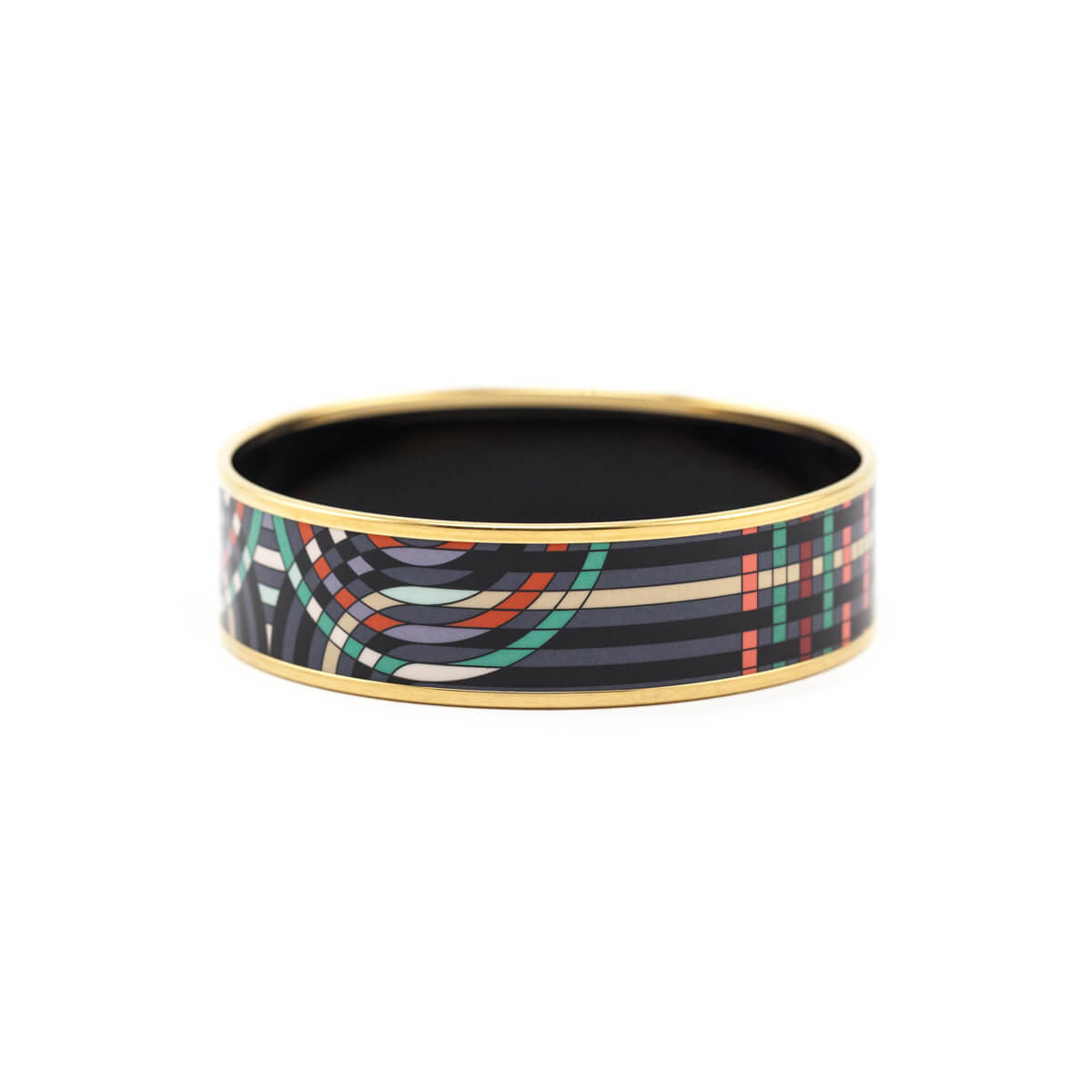 Hermes Black & Multicolored Enamel Wide Spirographie Bracelet - Love that Bag etc - Preowned Authentic Designer Handbags & Preloved Fashions