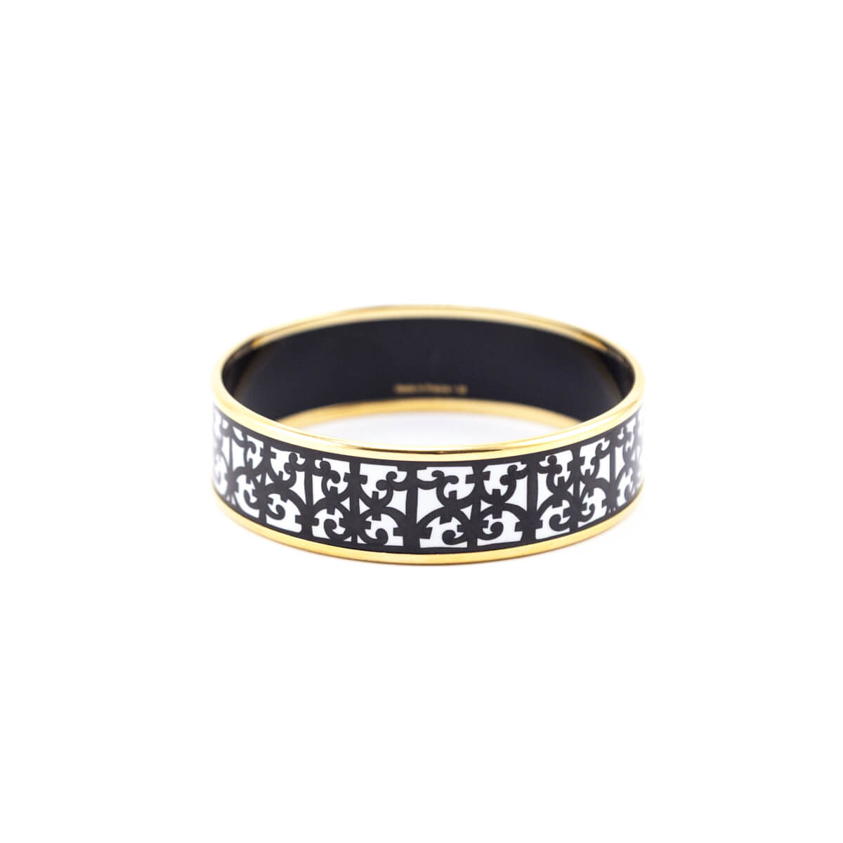 Hermes Black & White Enamel Wide Balcons du Guadalquivir Bracelet - Love that Bag etc - Preowned Authentic Designer Handbags & Preloved Fashions
