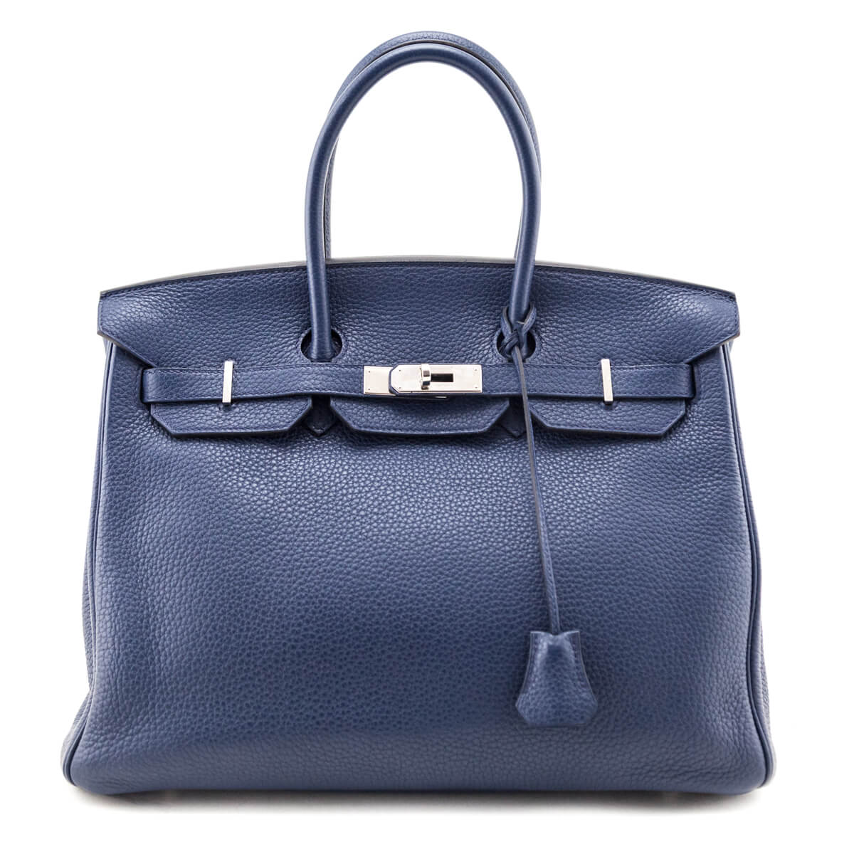 Hermes Bleu De Malte Taurillon Clemence Birkin 35 - Love that Bag etc - Preowned Authentic Designer Handbags & Preloved Fashions