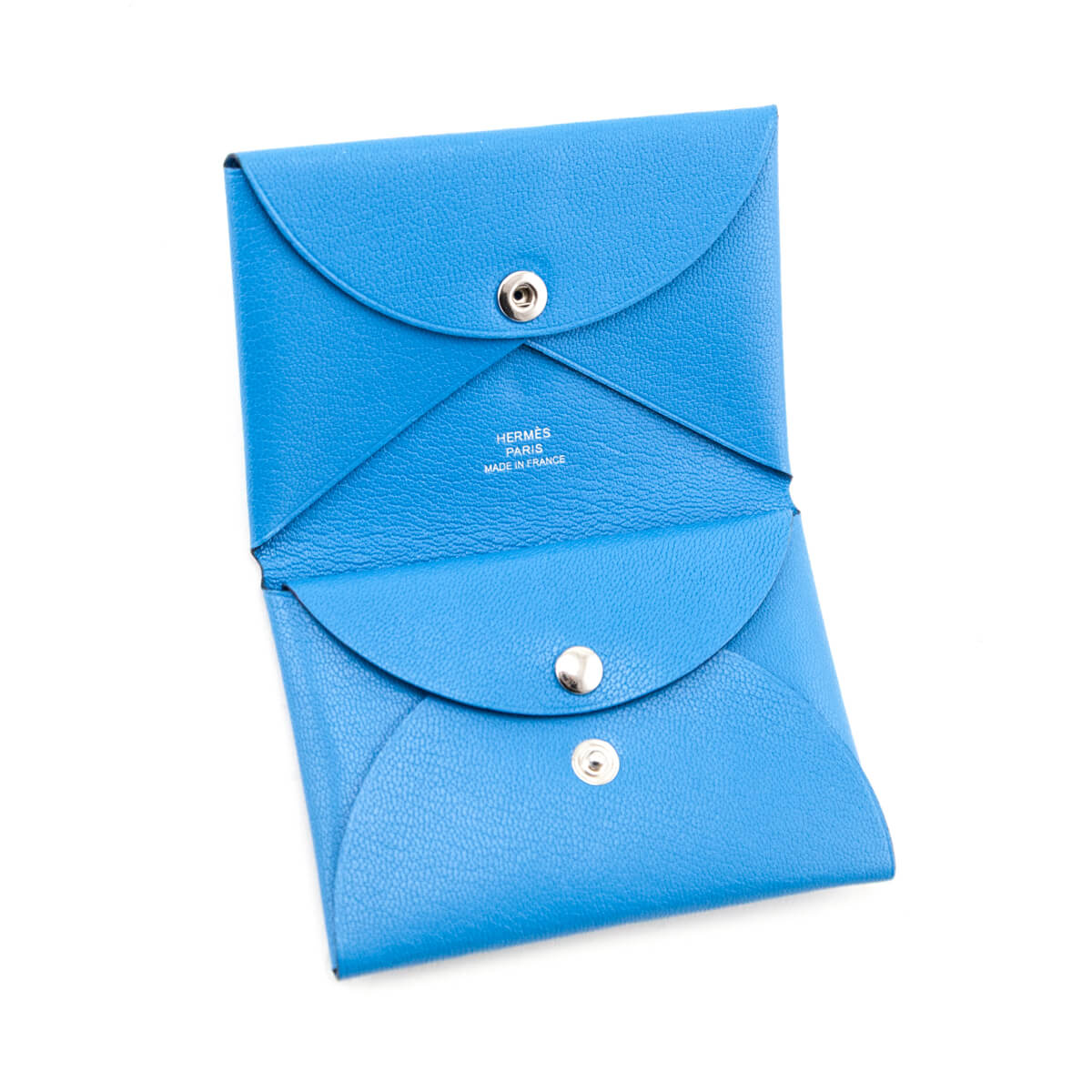 Hermes Bleu Frida Chamkila Goatskin Calvi Duo Card Case - Love that Bag etc - Preowned Authentic Designer Handbags & Preloved Fashions