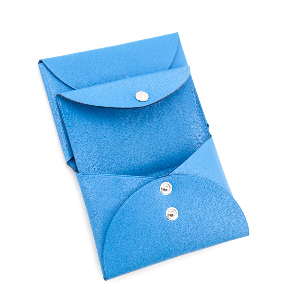 Hermes Bleu Frida Chamkila Goatskin Calvi Duo Card Case - Love that Bag etc - Preowned Authentic Designer Handbags & Preloved Fashions