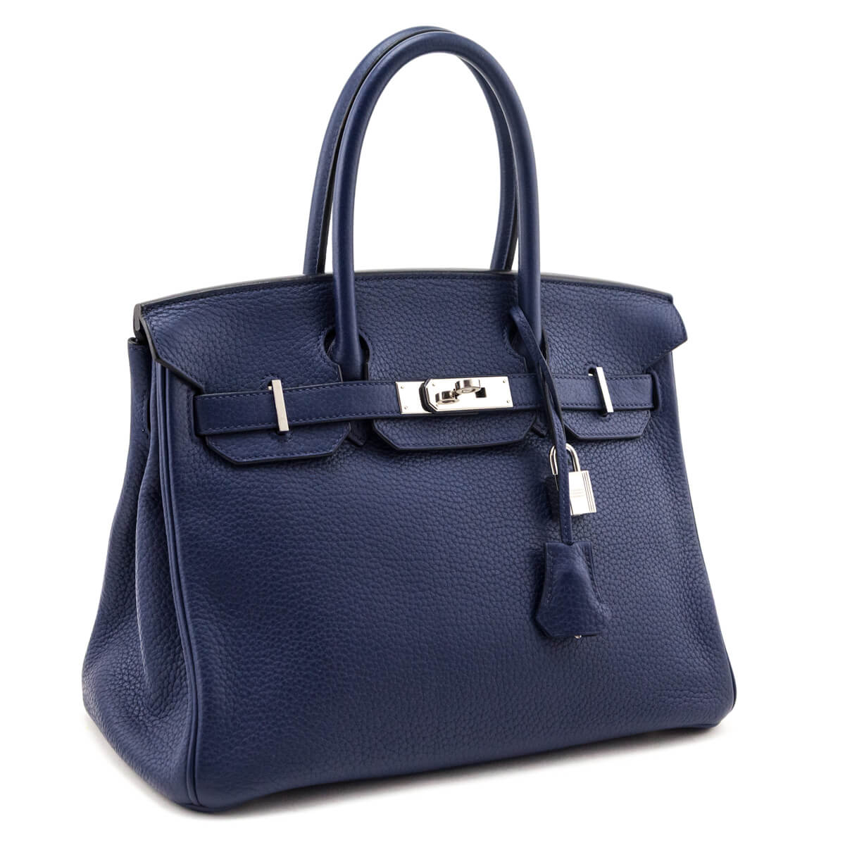 Hermes Bleu Saphir Taurillon Clemence Birkin 30 - Love that Bag etc - Preowned Authentic Designer Handbags & Preloved Fashions