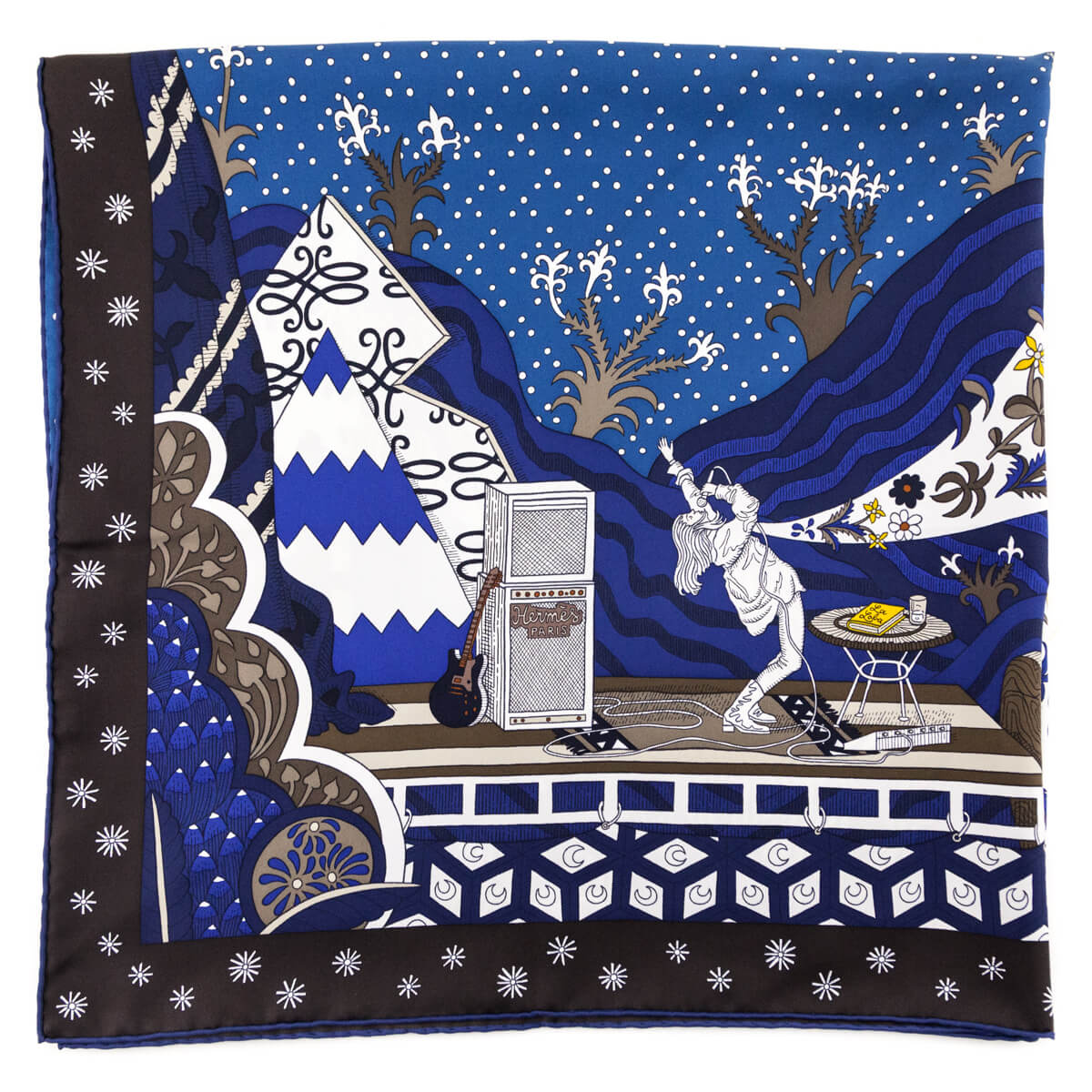 Hermes Blue Le Premier Chant Silk Scarf 90 - Love that Bag etc - Preowned Authentic Designer Handbags & Preloved Fashions