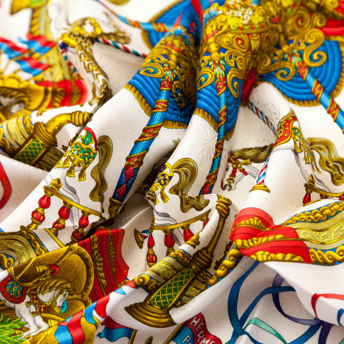 Hermes Blue Luna Park Jacquard Silk Scarf 90 - Love that Bag etc - Preowned Authentic Designer Handbags & Preloved Fashions