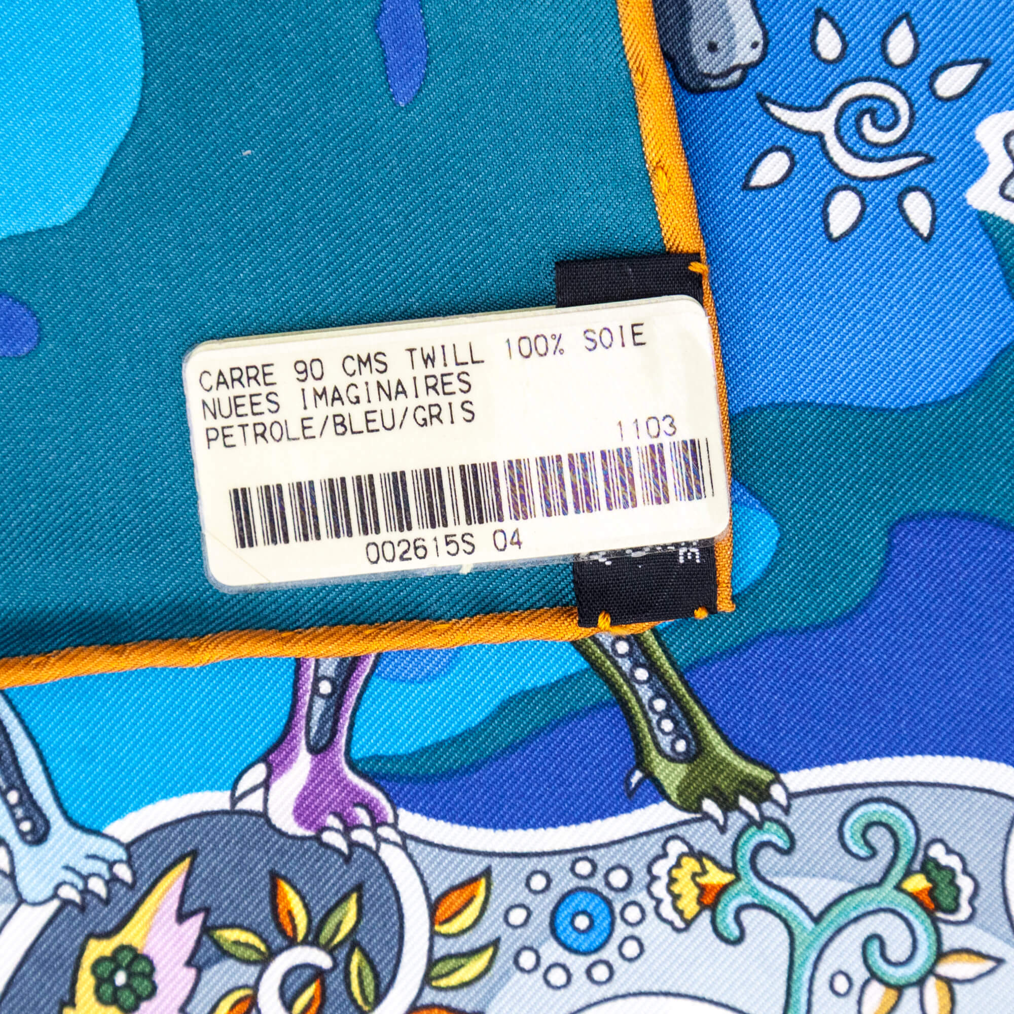 Hermes Blue Silk Nuees Imaginaires Scarf 90