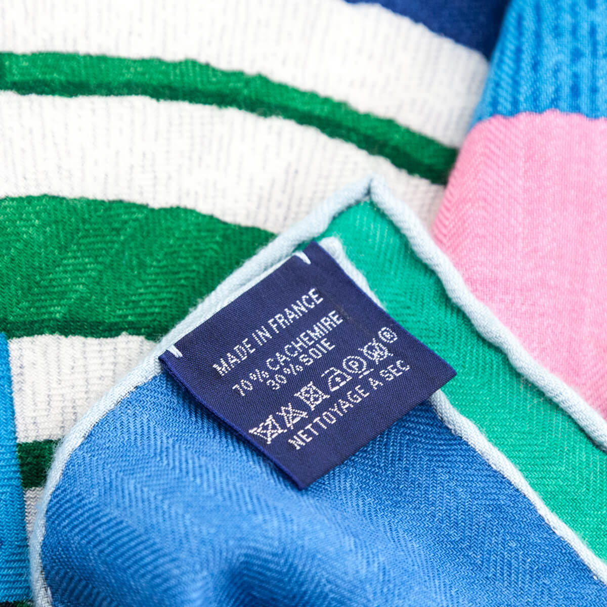 Hermes Blue & Green Grand Manege a Jouets Cashmere Shawl 140 - Love that Bag etc - Preowned Authentic Designer Handbags & Preloved Fashions