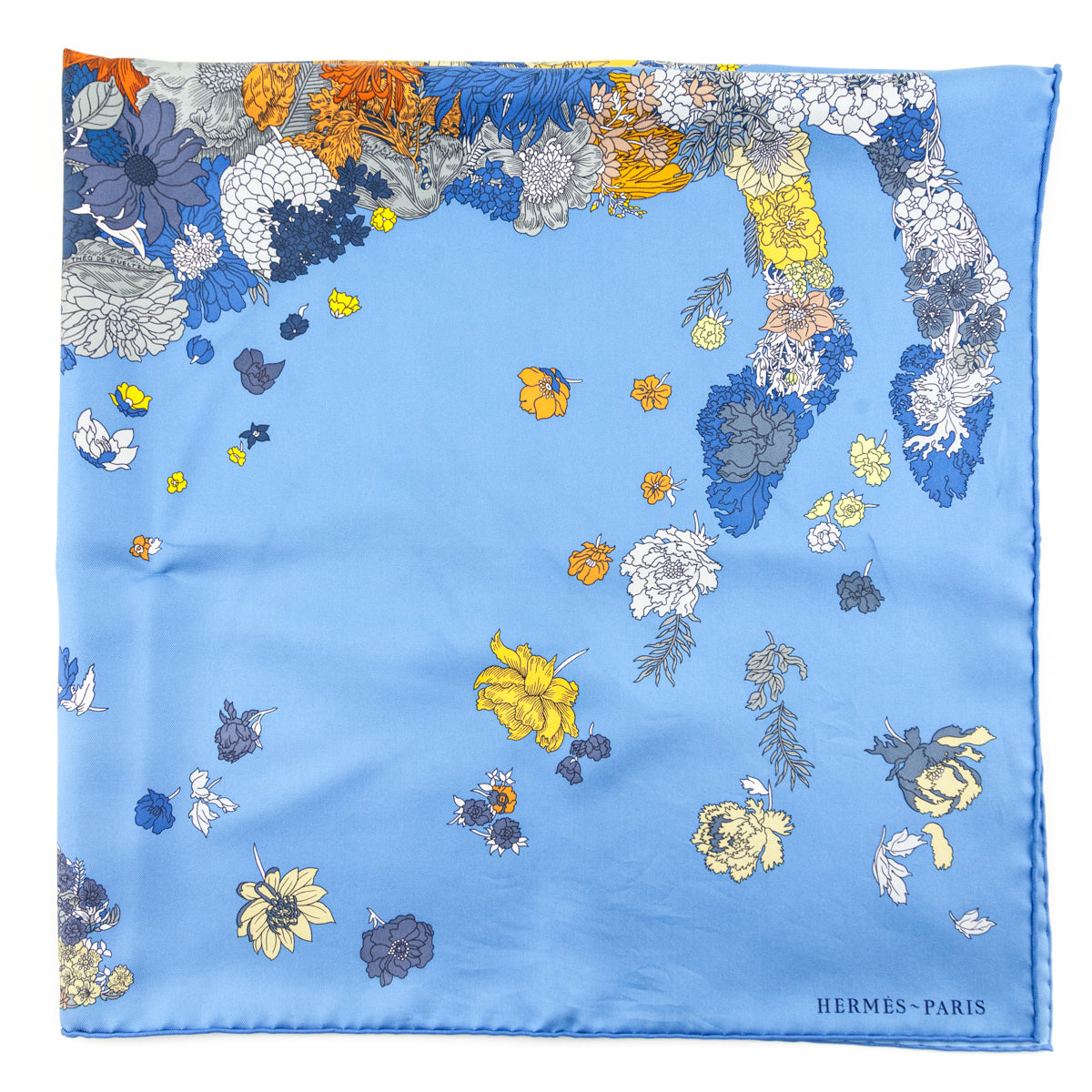 Hermes Blue & Orange Robe Legere Silk Scarf 90 - Love that Bag etc - Preowned Authentic Designer Handbags & Preloved Fashions