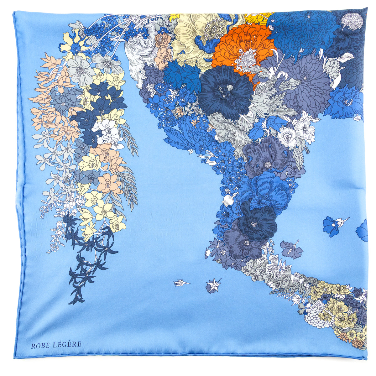 Hermes Blue & Orange Robe Legere Silk Scarf 90 - Love that Bag etc - Preowned Authentic Designer Handbags & Preloved Fashions