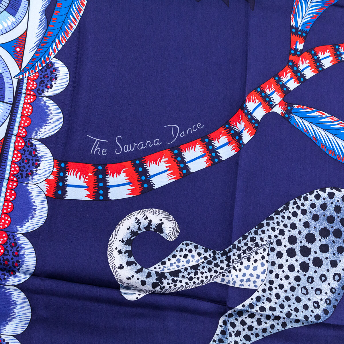 Hermes Blue & Red Silk The Savana Dance Carre Geant Scarf - Love that Bag etc - Preowned Authentic Designer Handbags & Preloved Fashions