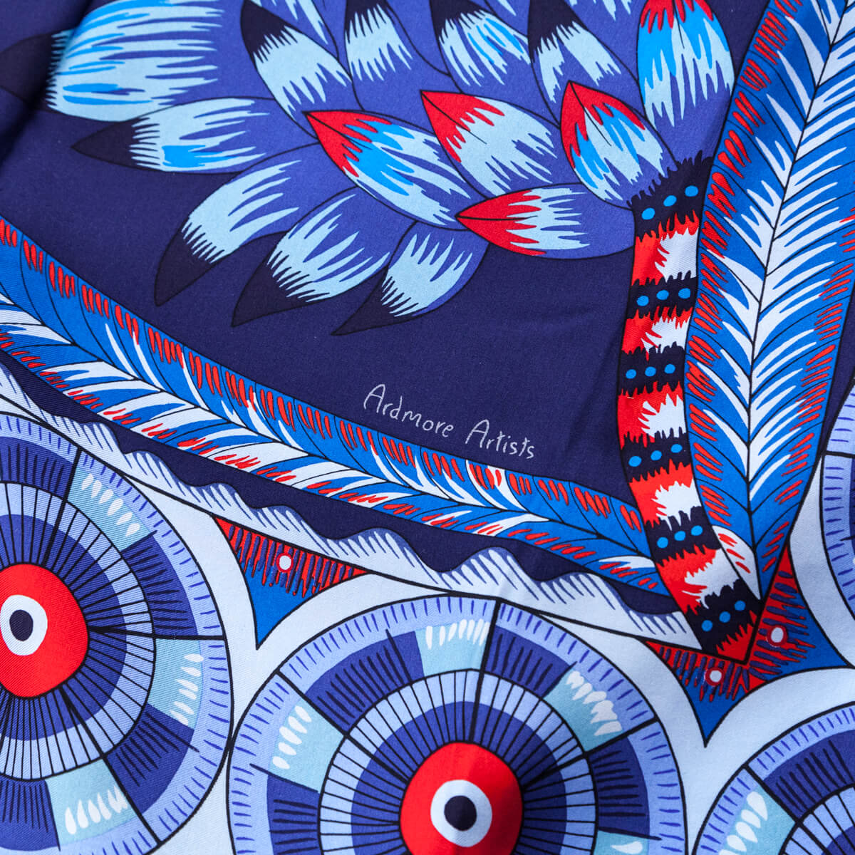 Hermes Blue & Red Silk The Savana Dance Carre Geant Scarf - Love that Bag etc - Preowned Authentic Designer Handbags & Preloved Fashions