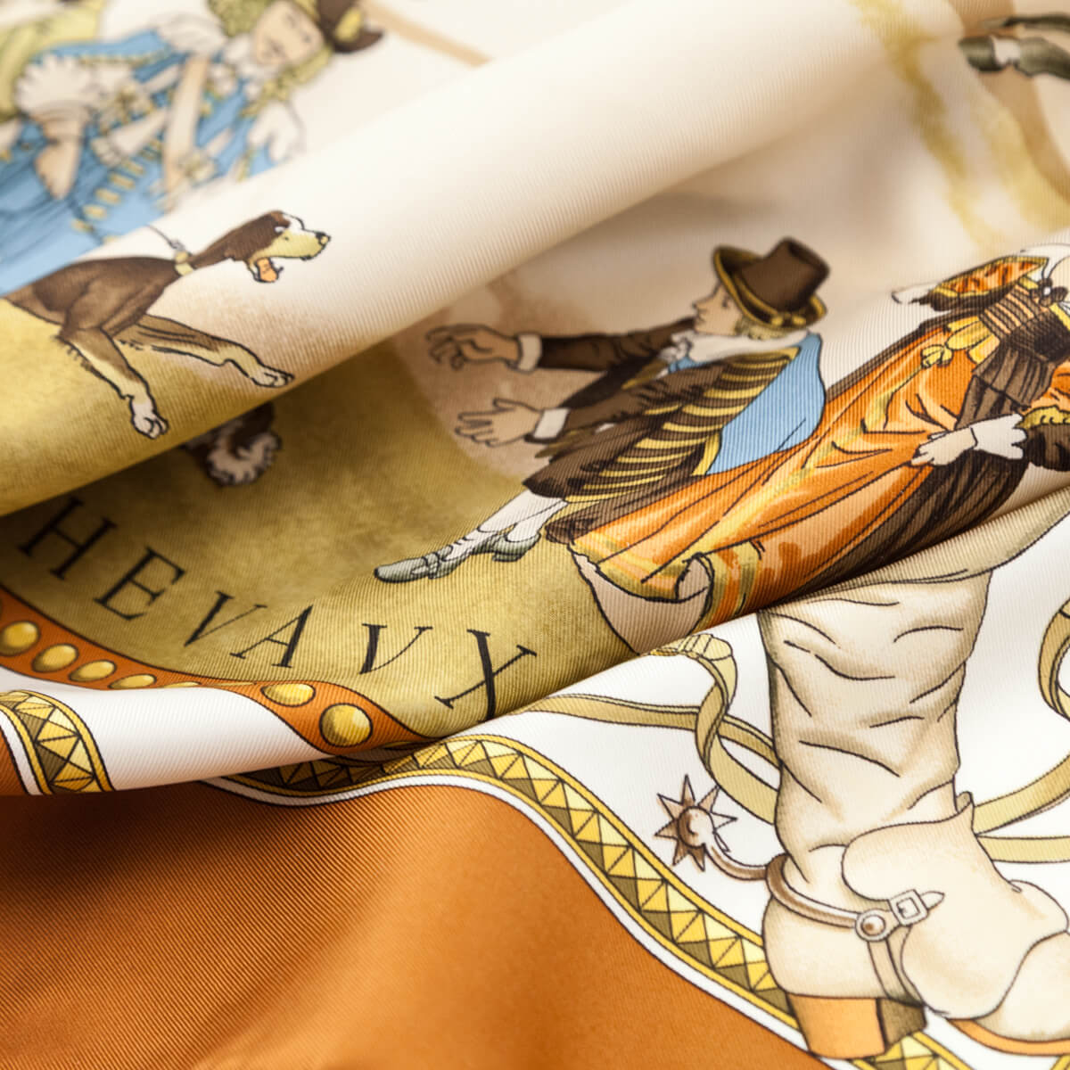 Hermes Brown Presentation des Chevaux Silk Scarf 90