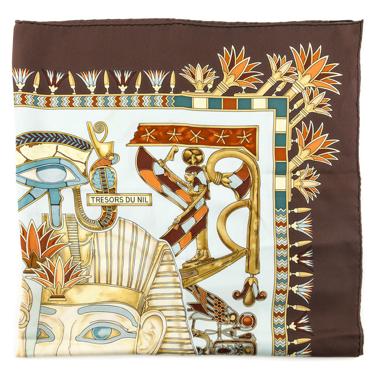 Hermes Brown Tresors du Nil Silk Scarf