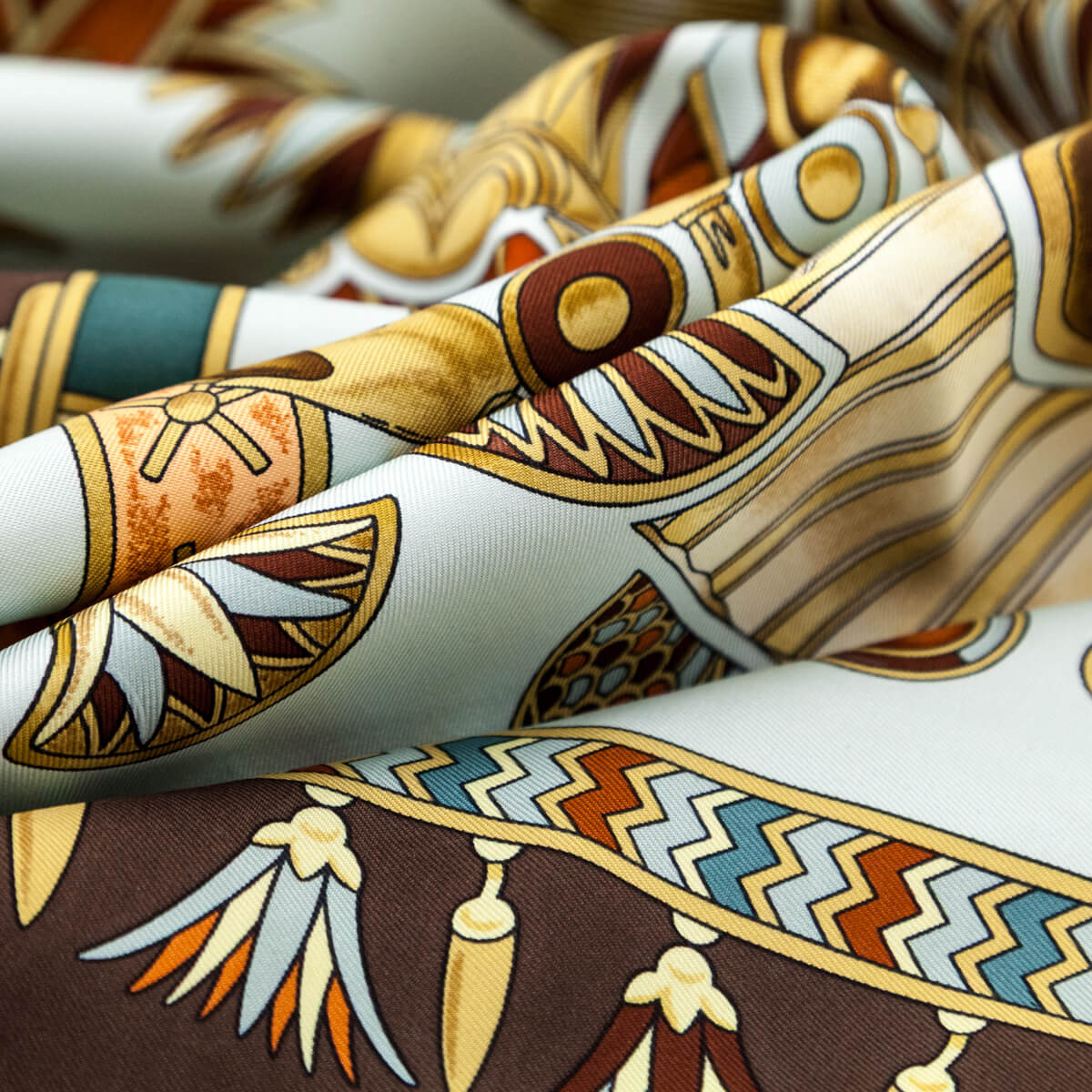 Hermes Brown Tresors du Nil Silk Scarf