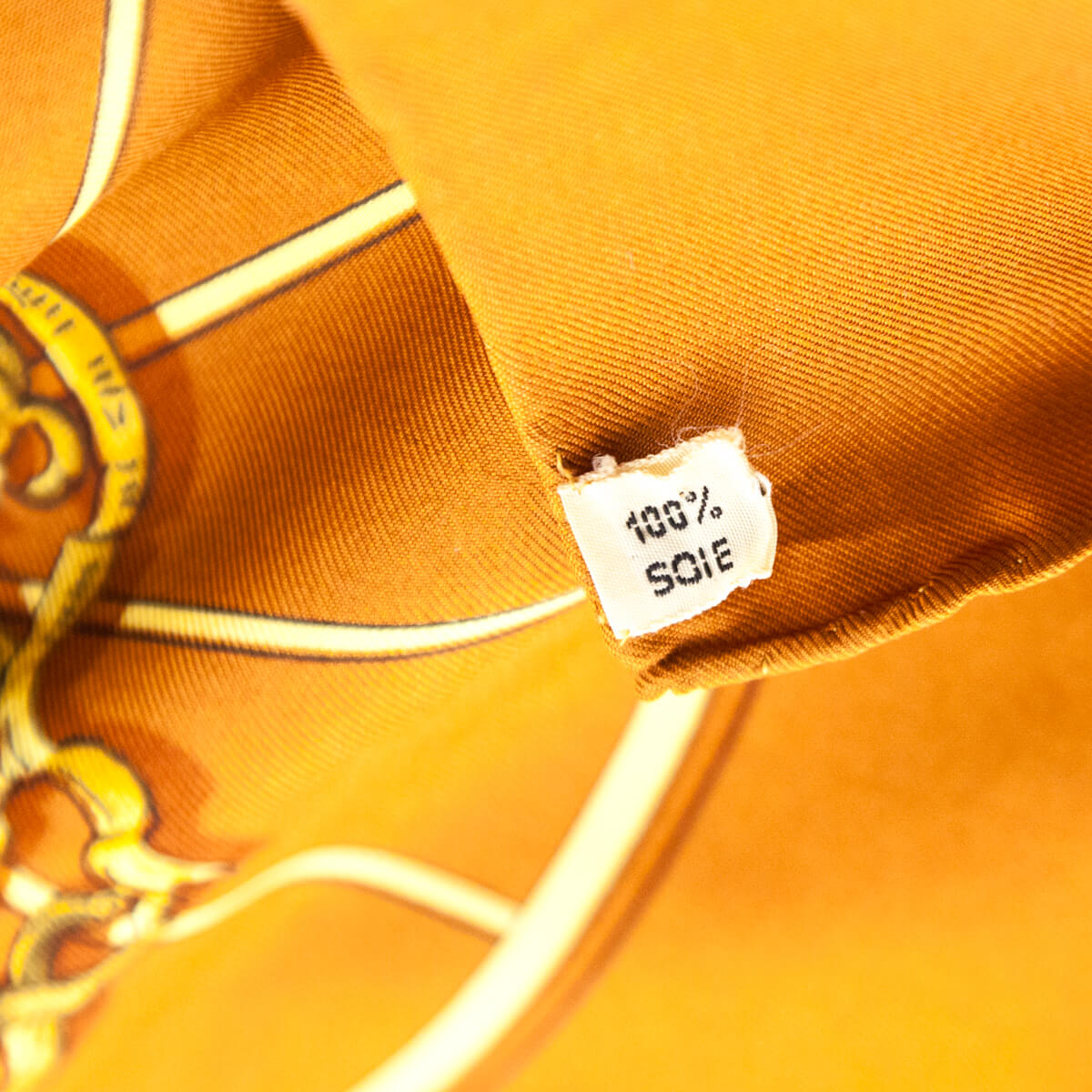 Hermes Brown & Gold Springs Silk Scarf 90