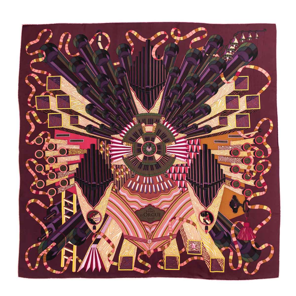 Hermes Burgundy Silk Point d’Orgue Scarf 90 - Love that Bag etc - Preowned Authentic Designer Handbags & Preloved Fashions