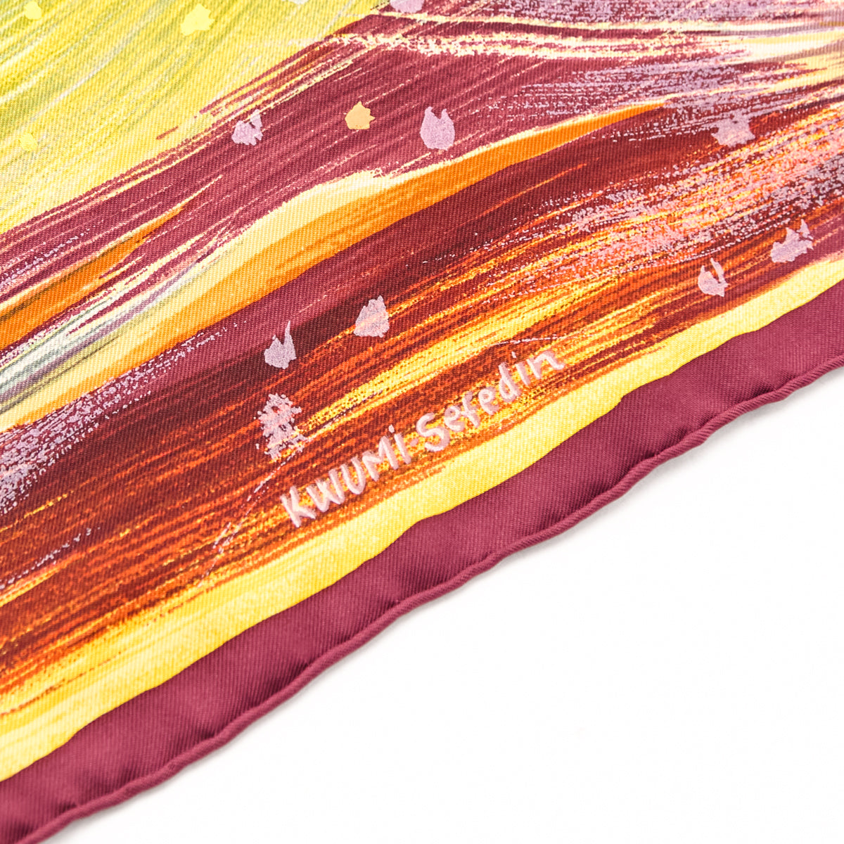 Hermes Burgundy & Yellow Feux Du Ciel Silk Scarf 90 - Love that Bag etc - Preowned Authentic Designer Handbags & Preloved Fashions