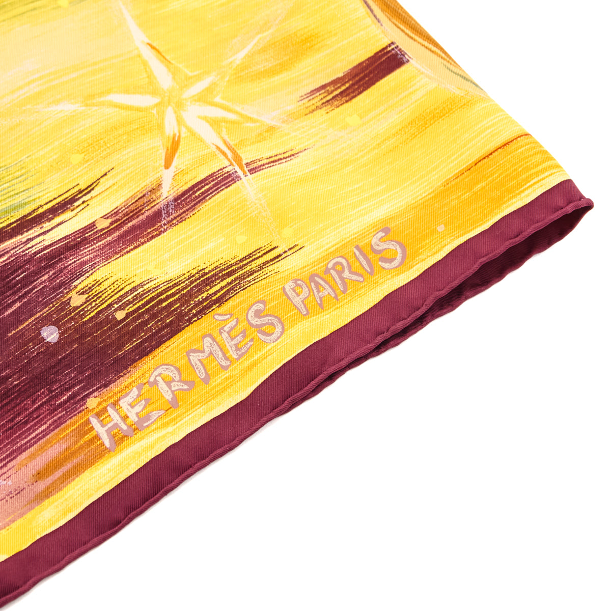 Hermes Burgundy & Yellow Feux Du Ciel Silk Scarf 90 - Love that Bag etc - Preowned Authentic Designer Handbags & Preloved Fashions