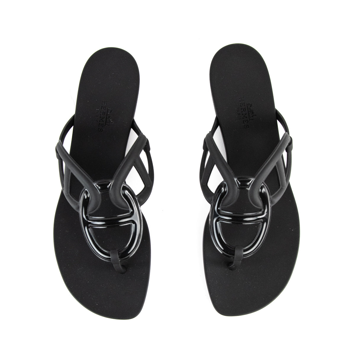 Hermes Egerie Black Rubber Sandals Size US 9 | EU 39 - Love that Bag etc - Preowned Authentic Designer Handbags & Preloved Fashions