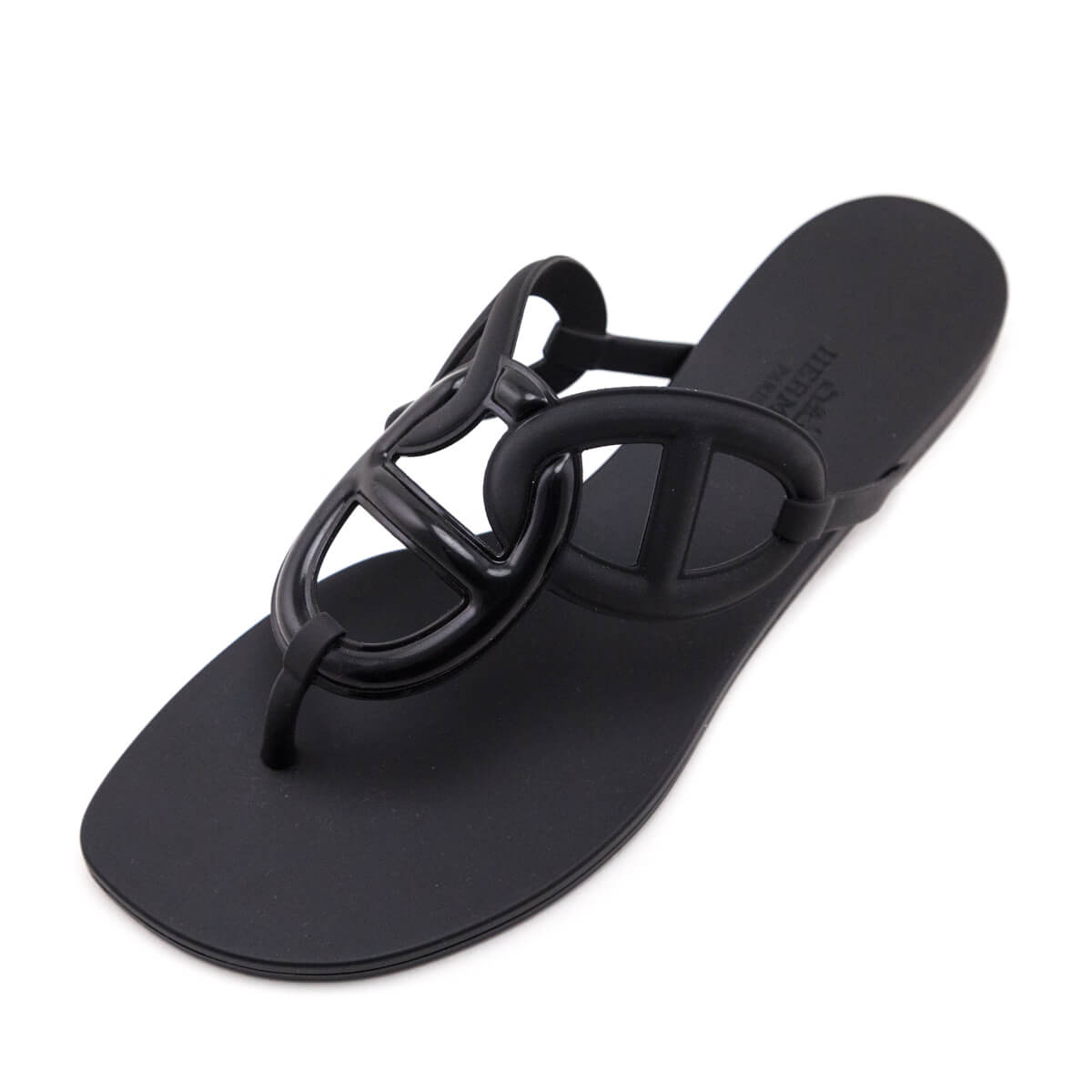 Hermes Egerie Black Rubber Sandals Size US 7 | EU 3 - Love that Bag etc - Preowned Authentic Designer Handbags & Preloved Fashions