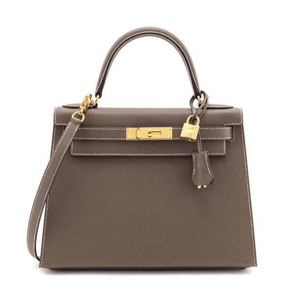 Hermes Auth Box Leather In Kelly 28 Handbag L Circle Shoulder Bag In Brown