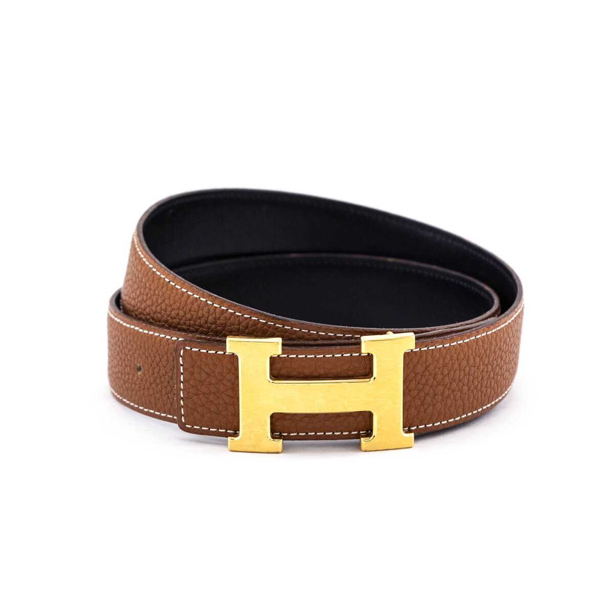 Hermes Gold Clemence H Reversible Belt Kit 32mm Size L - Love that Bag etc - Preowned Authentic Designer Handbags & Preloved Fashions