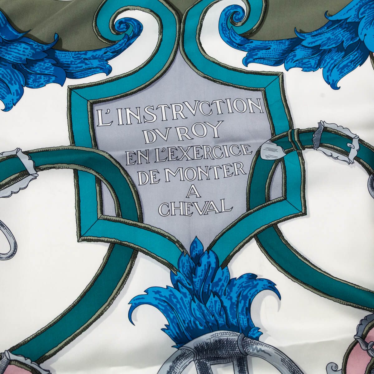 Hermes Grey & Blue L'Instruction du Roy Summer Weight Silk Scarf 140