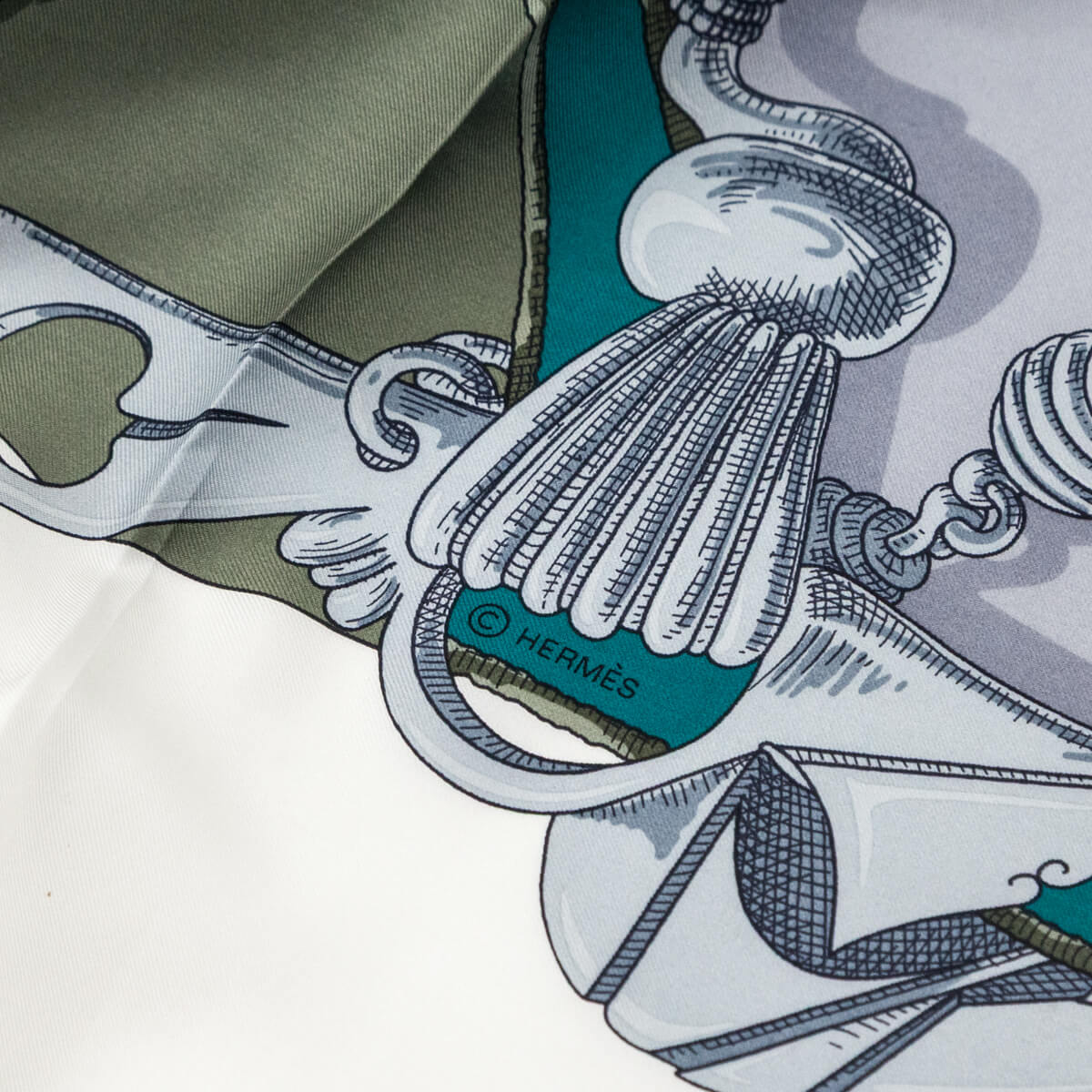 Hermes Grey & Blue L'Instruction du Roy Summer Weight Silk Scarf 140