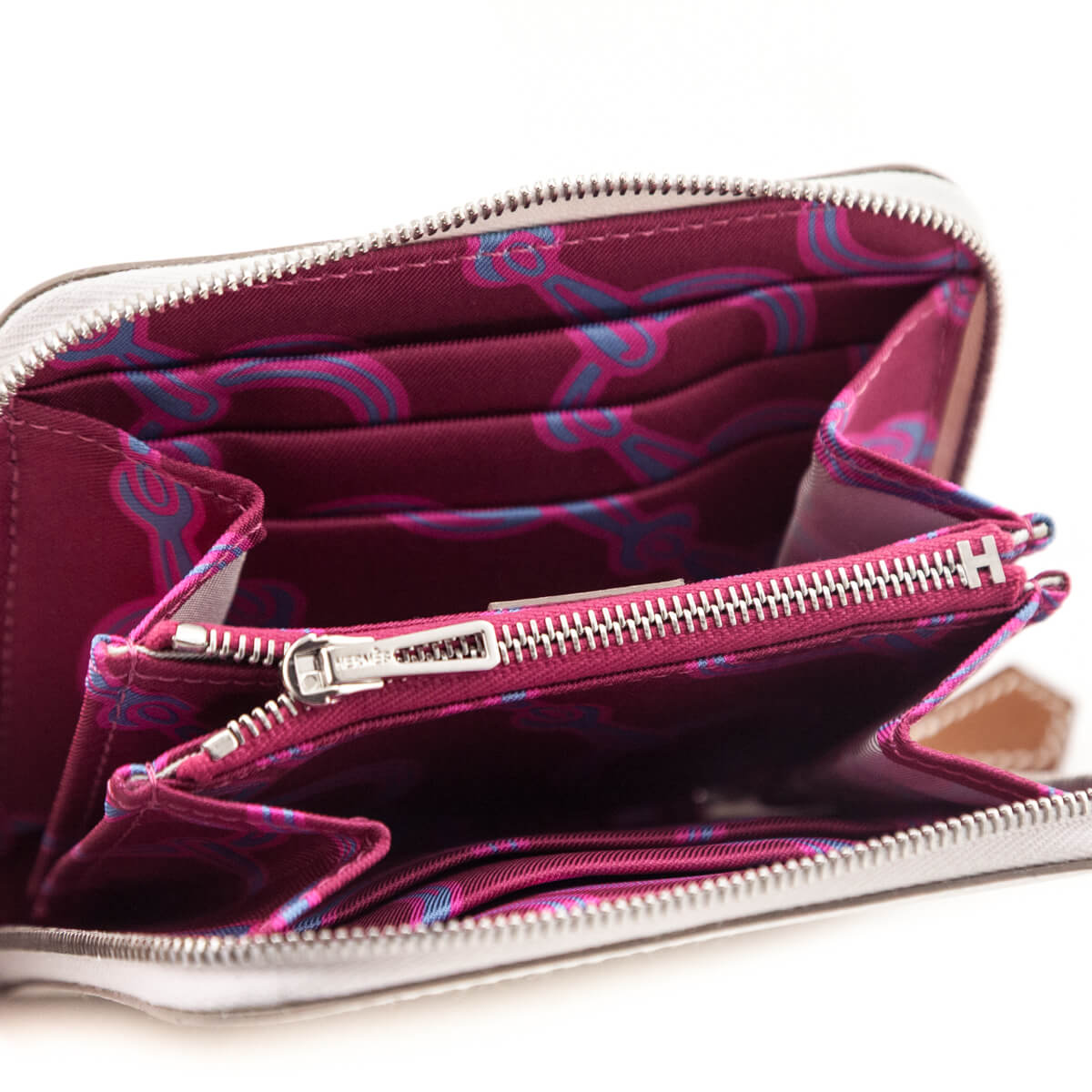 Hermes Gris Pale & Rubis Epsom Silk'In Compact Wallet