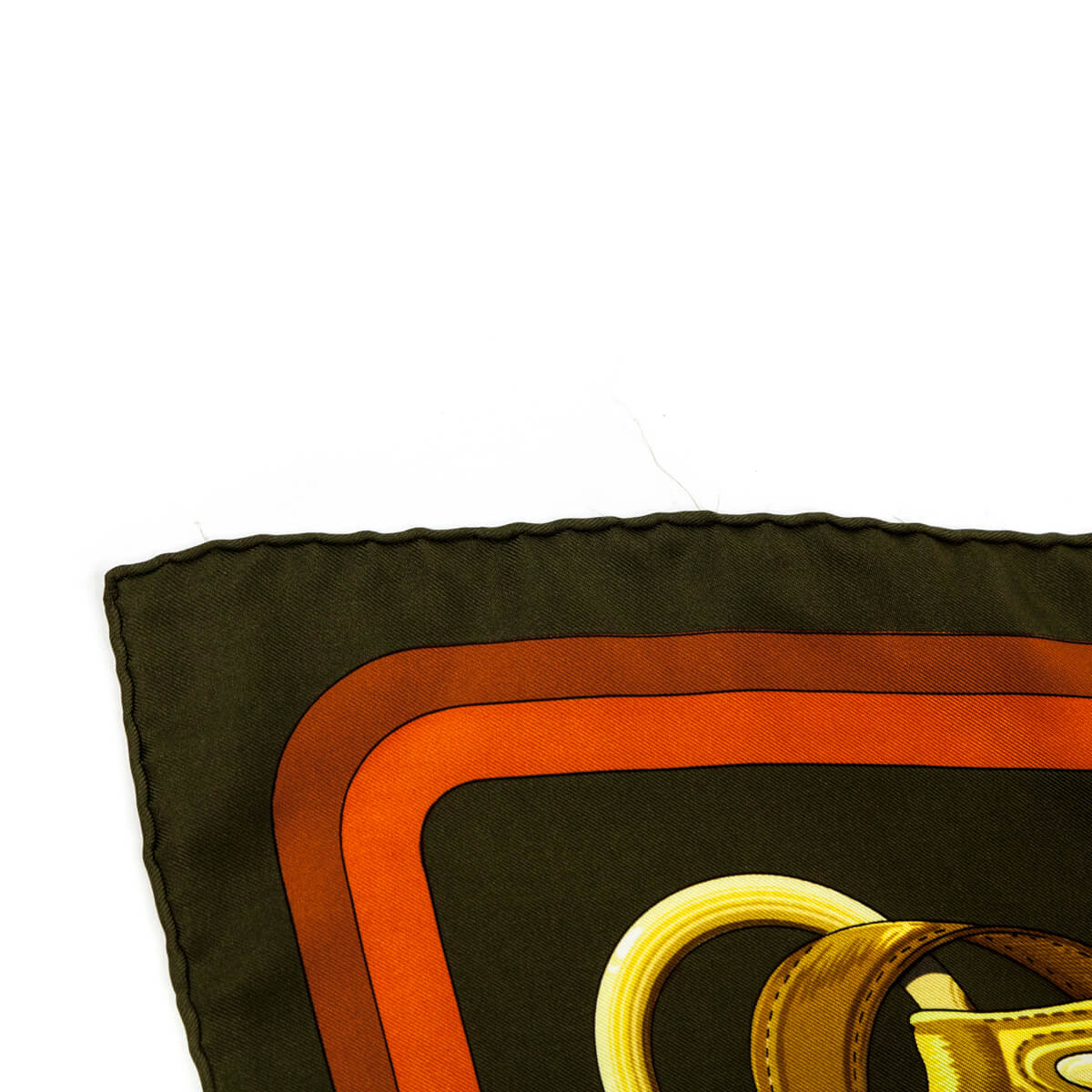 Hermes Khaki & Rust Silk Coaching Scarf 90 - Love that Bag etc - Preowned Authentic Designer Handbags & Preloved Fashions
