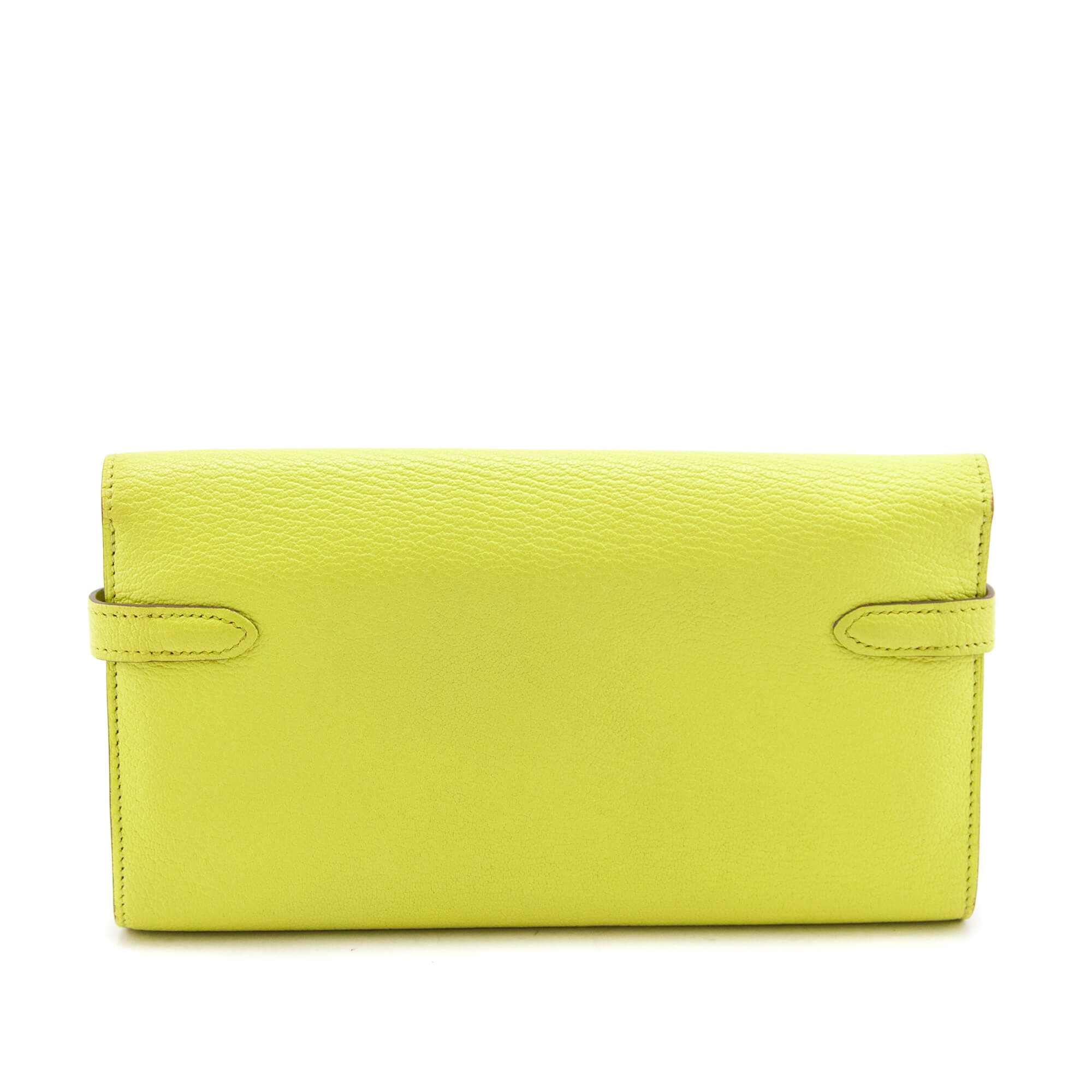 Hermes Lime Chevre Mysore Kelly Longue Wallet - Love that Bag etc - Preowned Authentic Designer Handbags & Preloved Fashions
