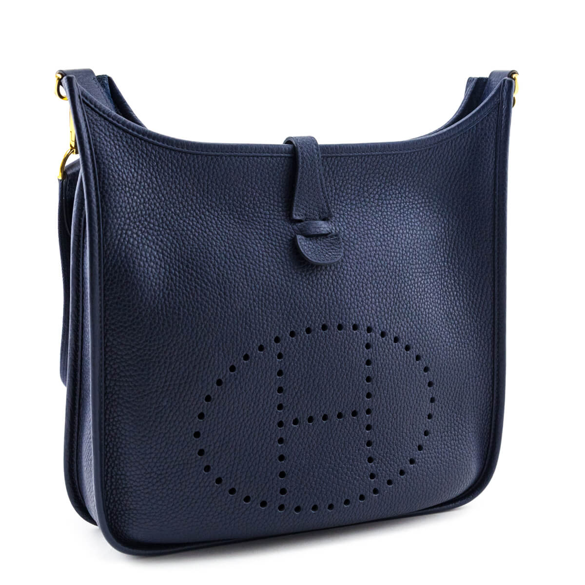 Hermes Midnight Blue Clemence Evelyne III PM 29 - Love that Bag etc - Preowned Authentic Designer Handbags & Preloved Fashions