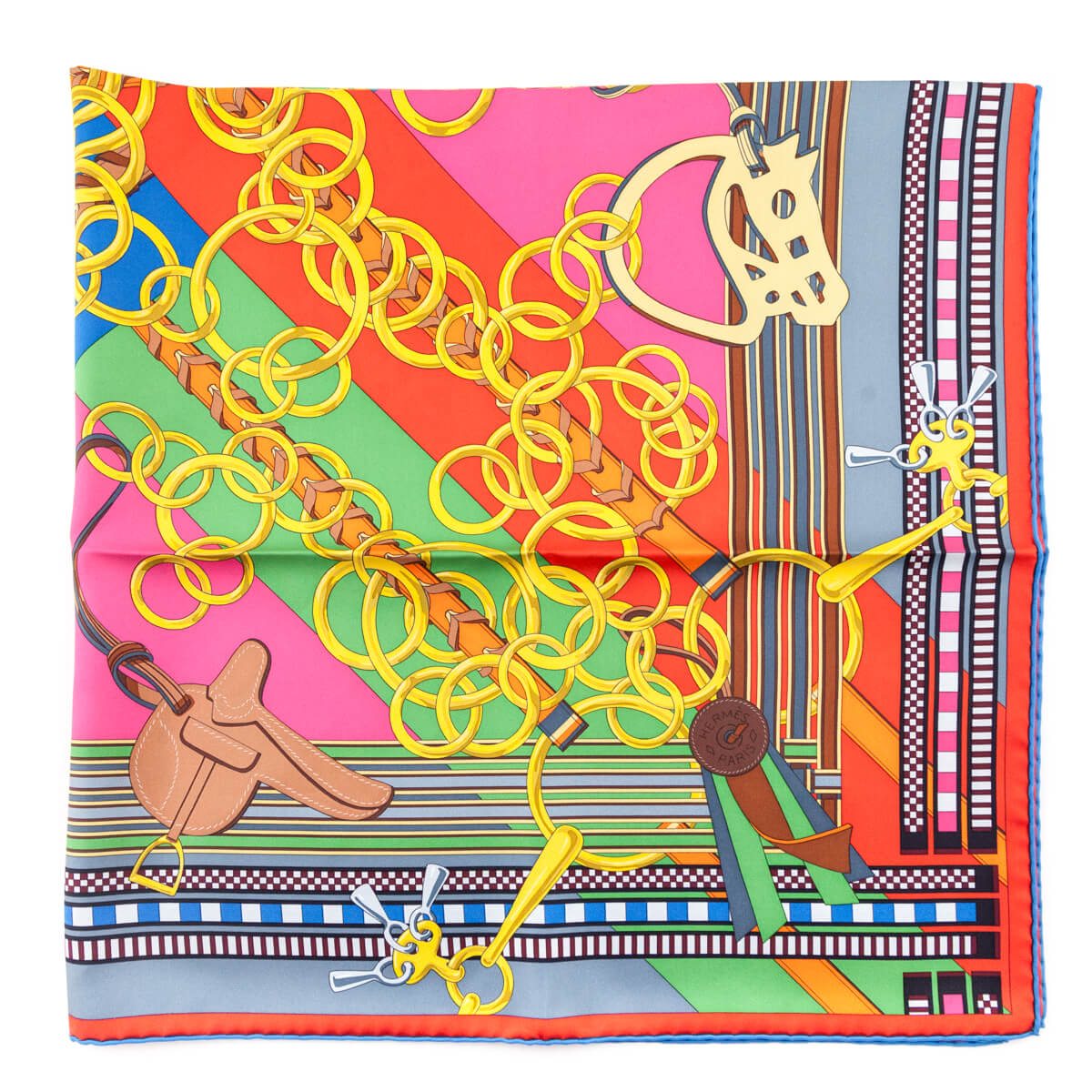 Hermes Multicolour Brides et Gris Silk Scarf 90