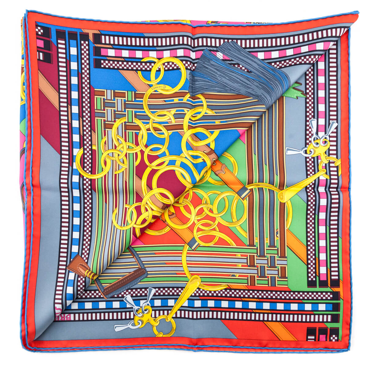 Hermes Multicolour Brides et Gris Silk Scarf 90