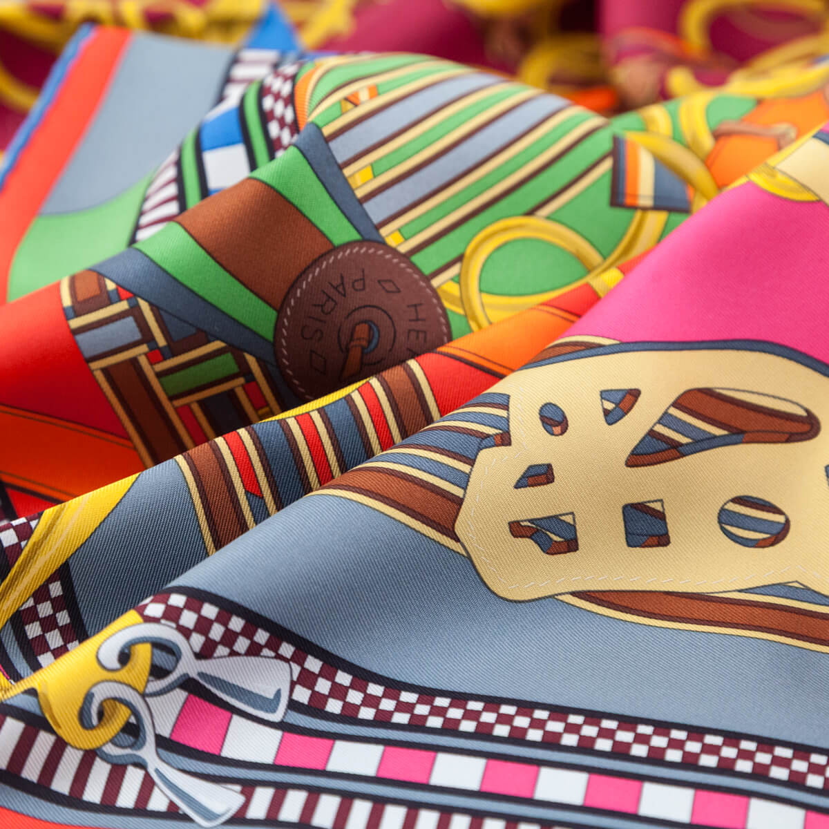 Hermes Multicolour Brides et Gris Silk Scarf 90