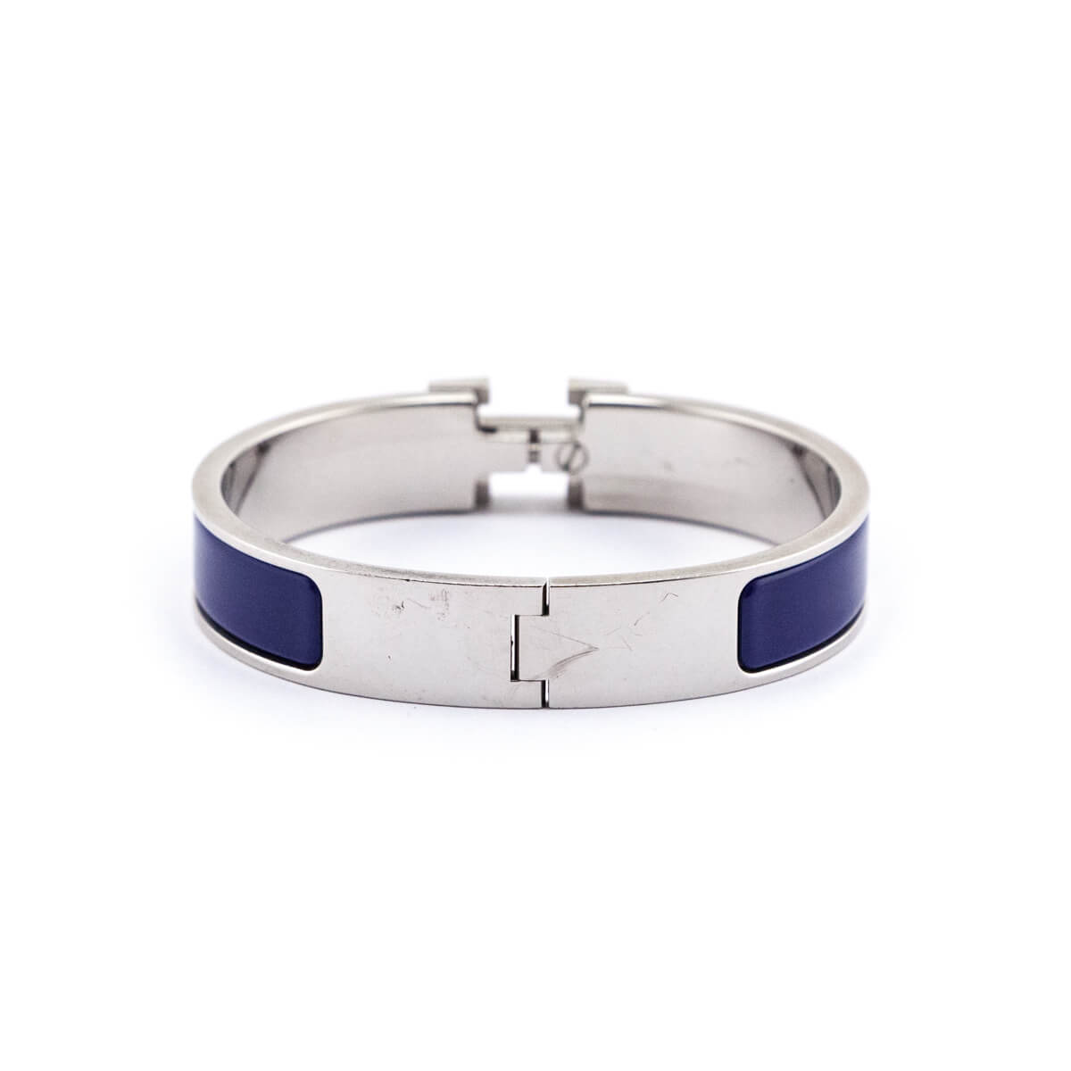 Hermes Navy Enamel & Palladium Clic H Bracelet Size PM - Hermes Canada