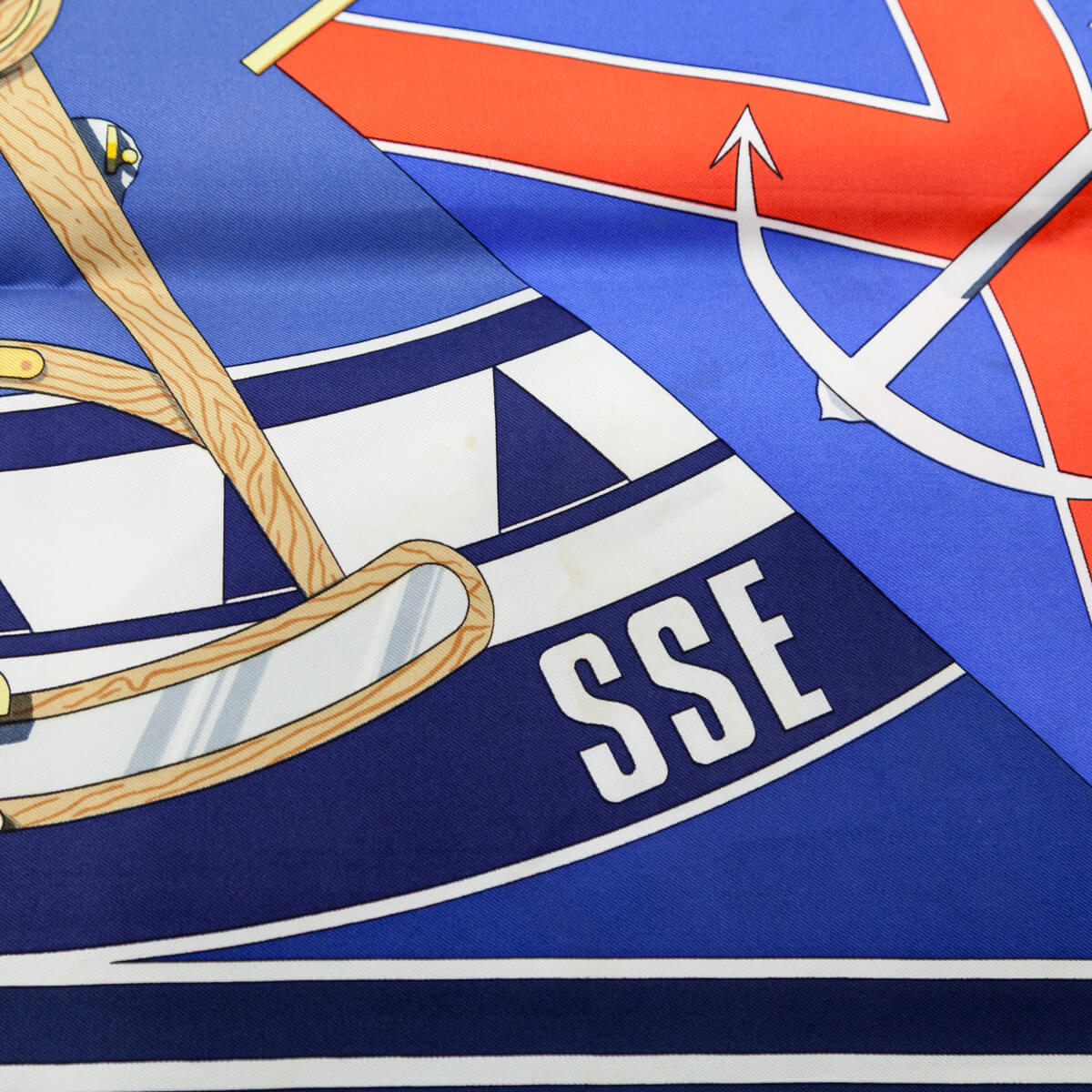 Hermes Navy Sextants Silk Scarf 90