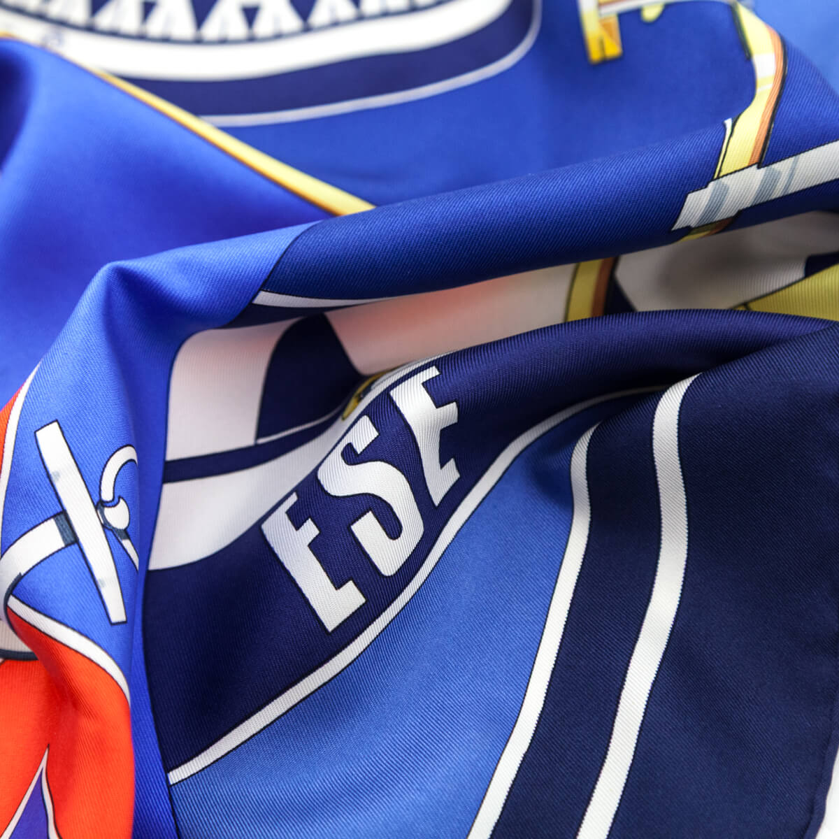 Hermes Navy Sextants Silk Scarf 90