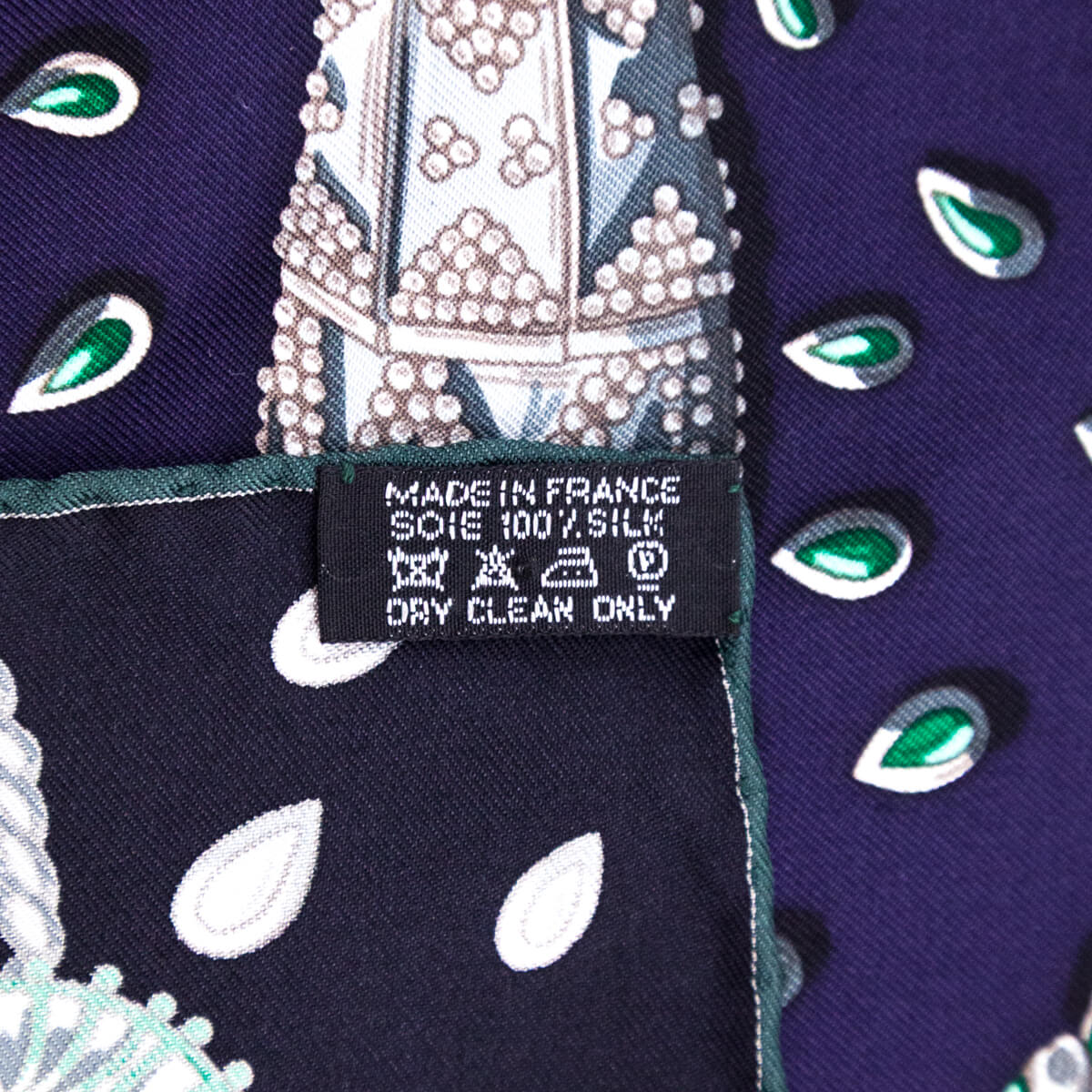 Hermes Navy & Green Silk Tresors Retrouves Scarf 90 - Love that Bag etc - Preowned Authentic Designer Handbags & Preloved Fashions