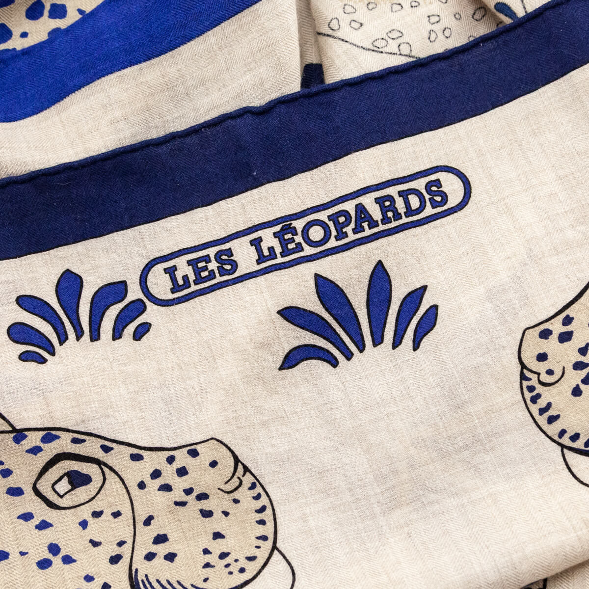 Hermes Navy & Natural Les Leopard Cashmere Shawl 140