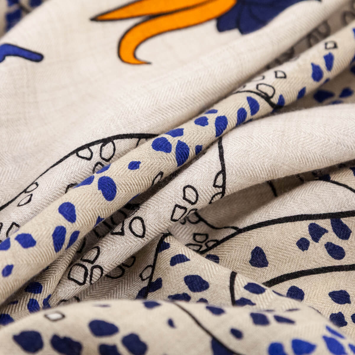 Hermes Navy & Natural Les Leopard Cashmere Shawl 140