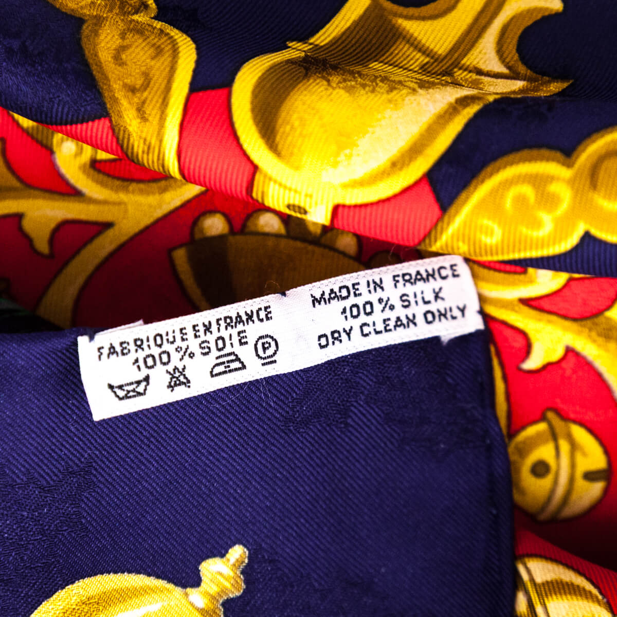 Hermes Navy & Red Plumes et Grelots Jacquard Silk Scarf 90 - Love that Bag etc - Preowned Authentic Designer Handbags & Preloved Fashions