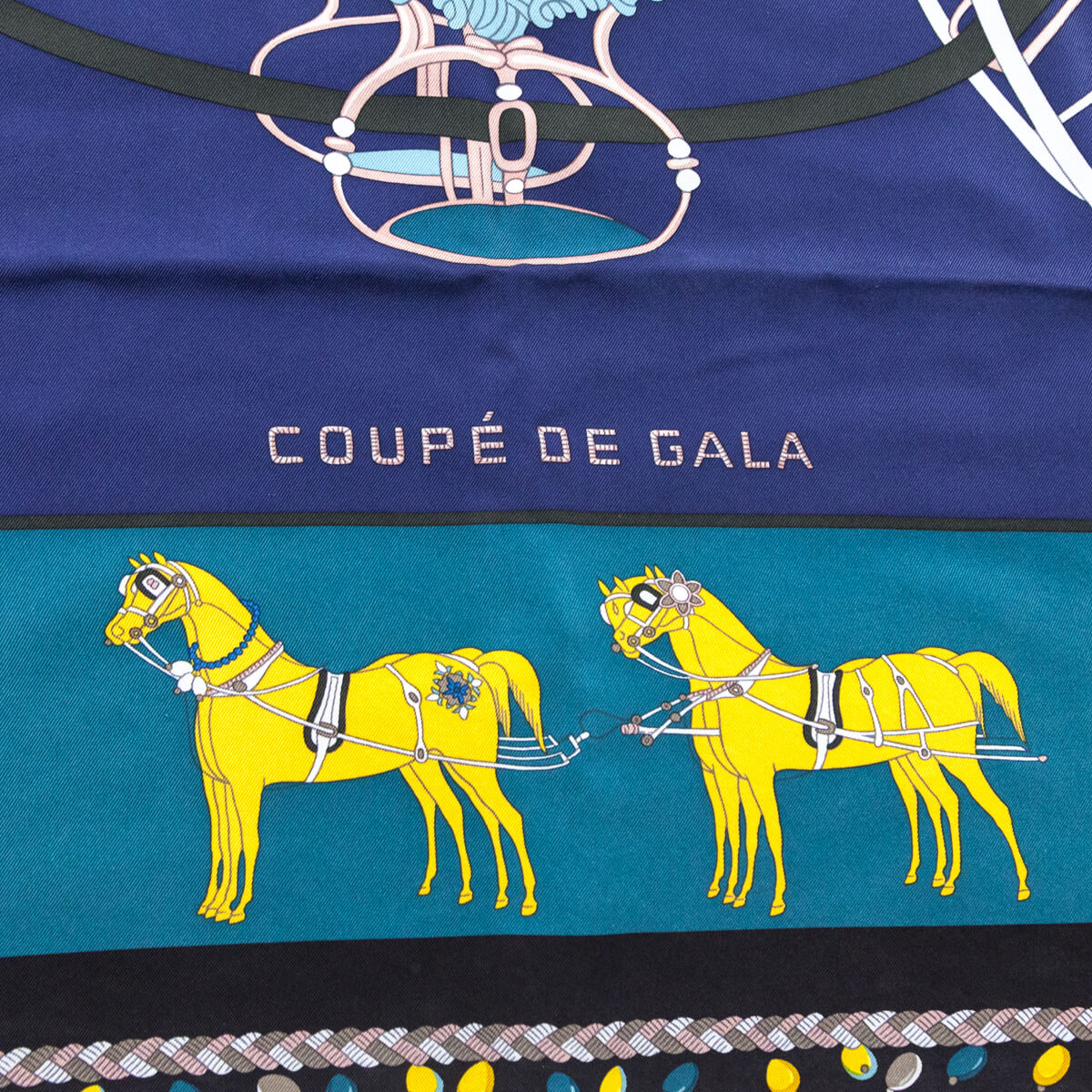 Hermes Navy & Yellow Silk Wash Coupe de Gala Scarf - Love that Bag etc - Preowned Authentic Designer Handbags & Preloved Fashions