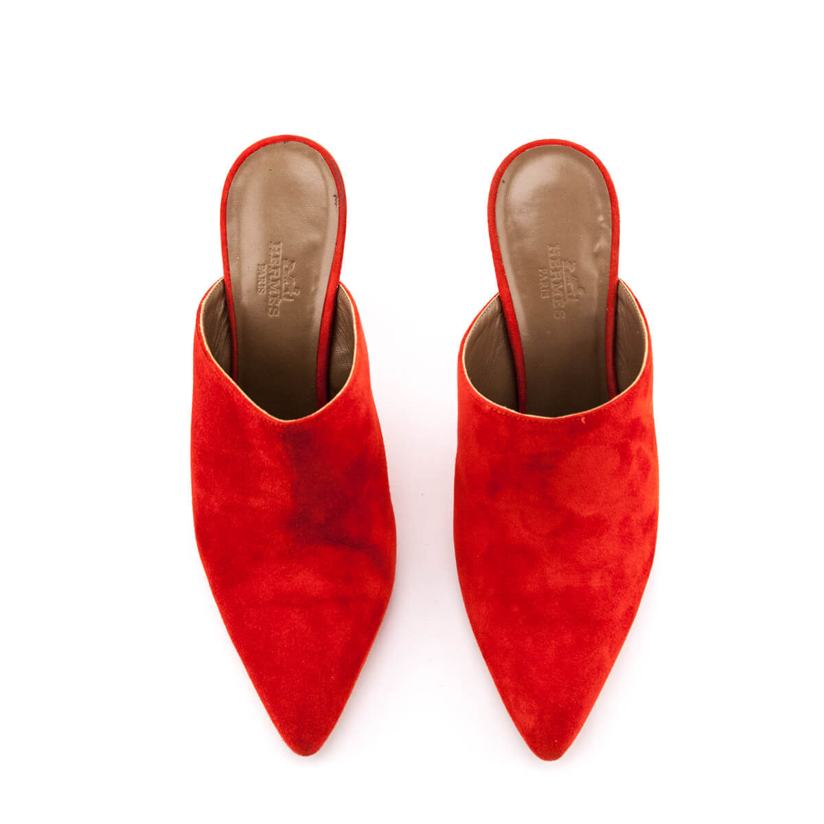 Hermes Red Suede Mules Size US 6 | EU 36 - Love that Bag etc - Preowned Authentic Designer Handbags & Preloved Fashions