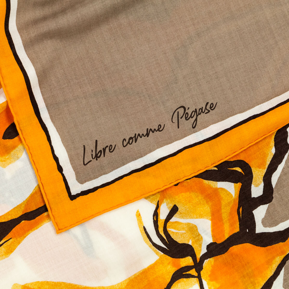 Hermes Orange & Camel Cashmere Libre Comme Pegase Shawl 140 - Love that Bag etc - Preowned Authentic Designer Handbags & Preloved Fashions