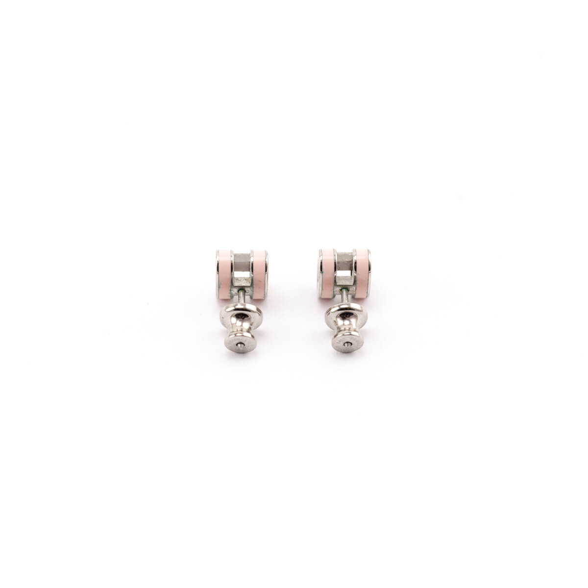 Hermes Palladium Rose Lacquered Mini Pop H Earrings - Love that Bag etc - Preowned Authentic Designer Handbags & Preloved Fashions