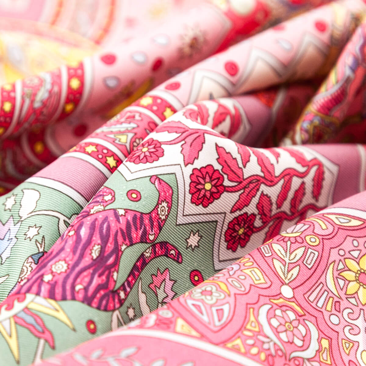 Hermes Pink Aux Portes Du Palais Silk Scarf 90