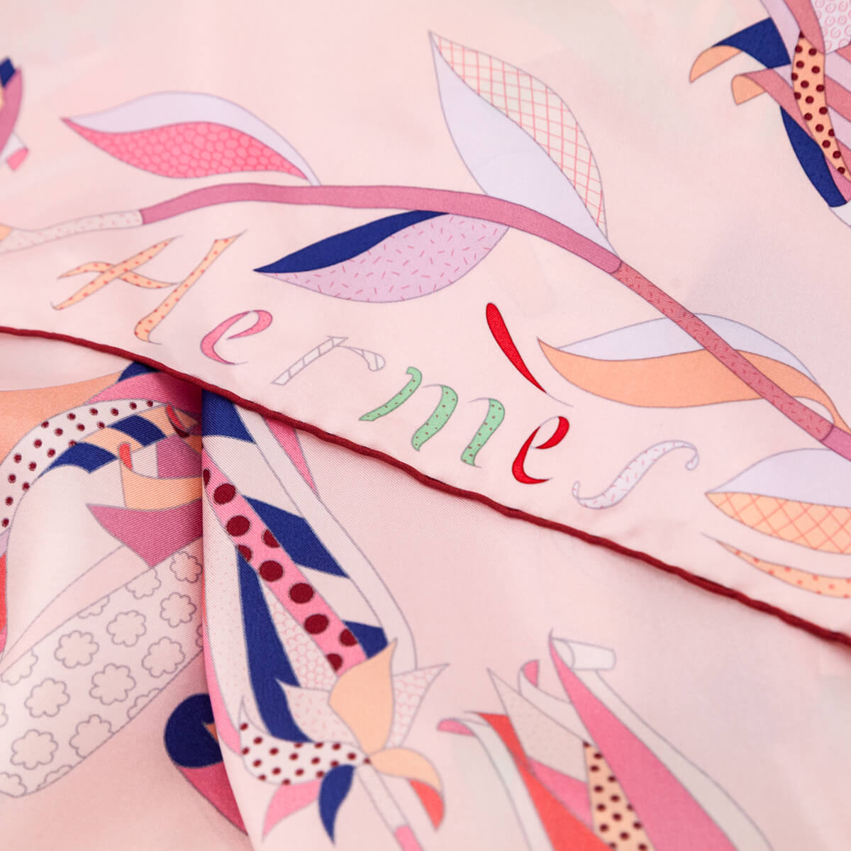 Hermes Pink Paradis De Soie Summer Weight Silk Scarf 140