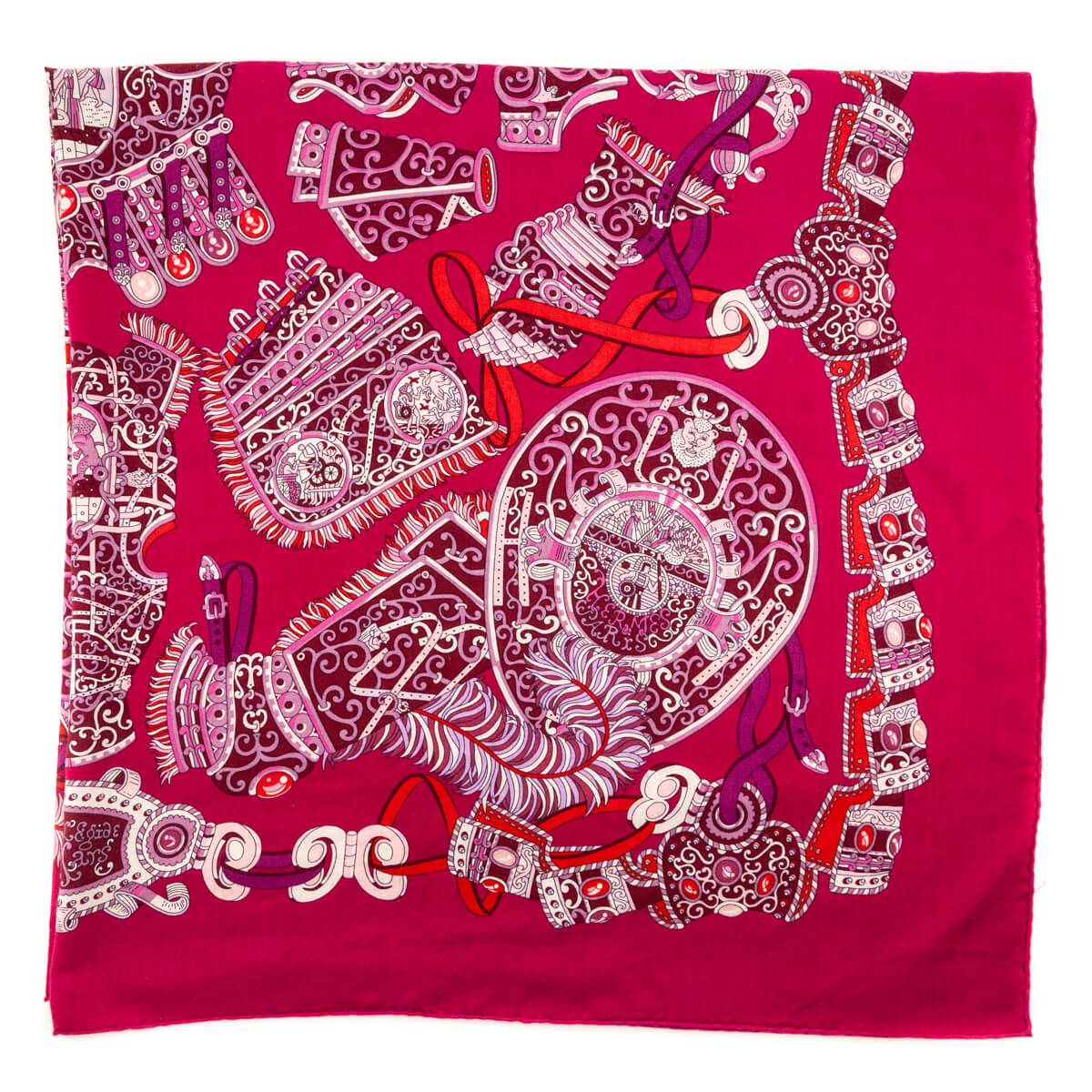 Hermes Pink Sous L'Egide De Mars Cashmere Shawl 140