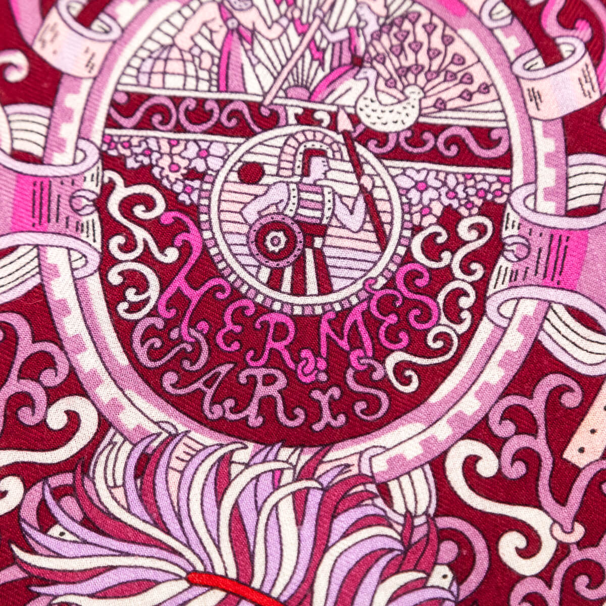 Hermes Pink Sous L'Egide De Mars Cashmere Shawl 140